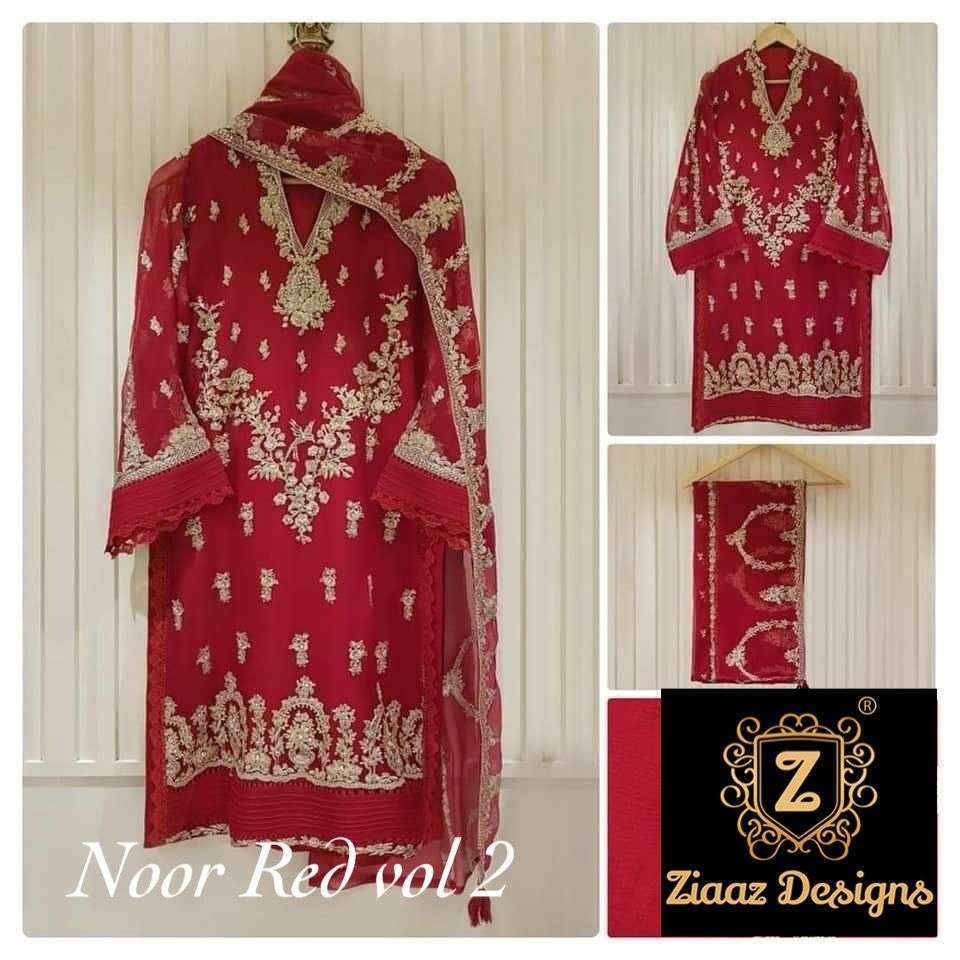 ziaaz designs noor red vol 2 georgette readymade suit 