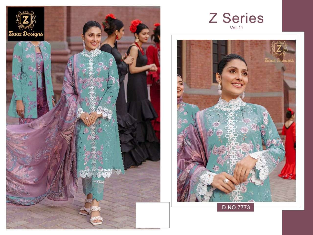 ziaaz designs z series vol 11 series 7773 cotton suit