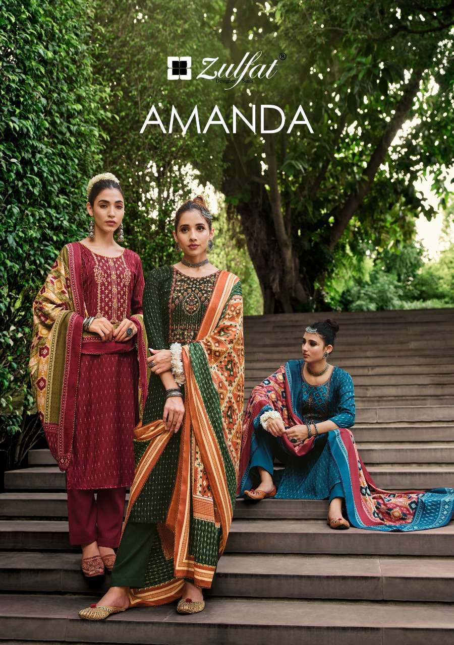 zulfat amanda series 453001-453010 wool pashmina suit