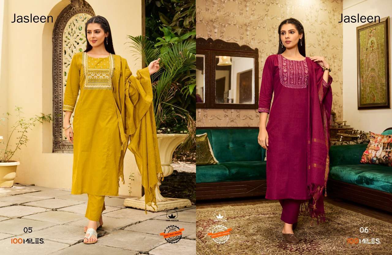 100 miles jasleen series 01-06 premium handloom cotton suit 