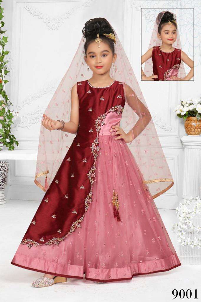 aarushi series 9001-9004 silk gown kids dresses 