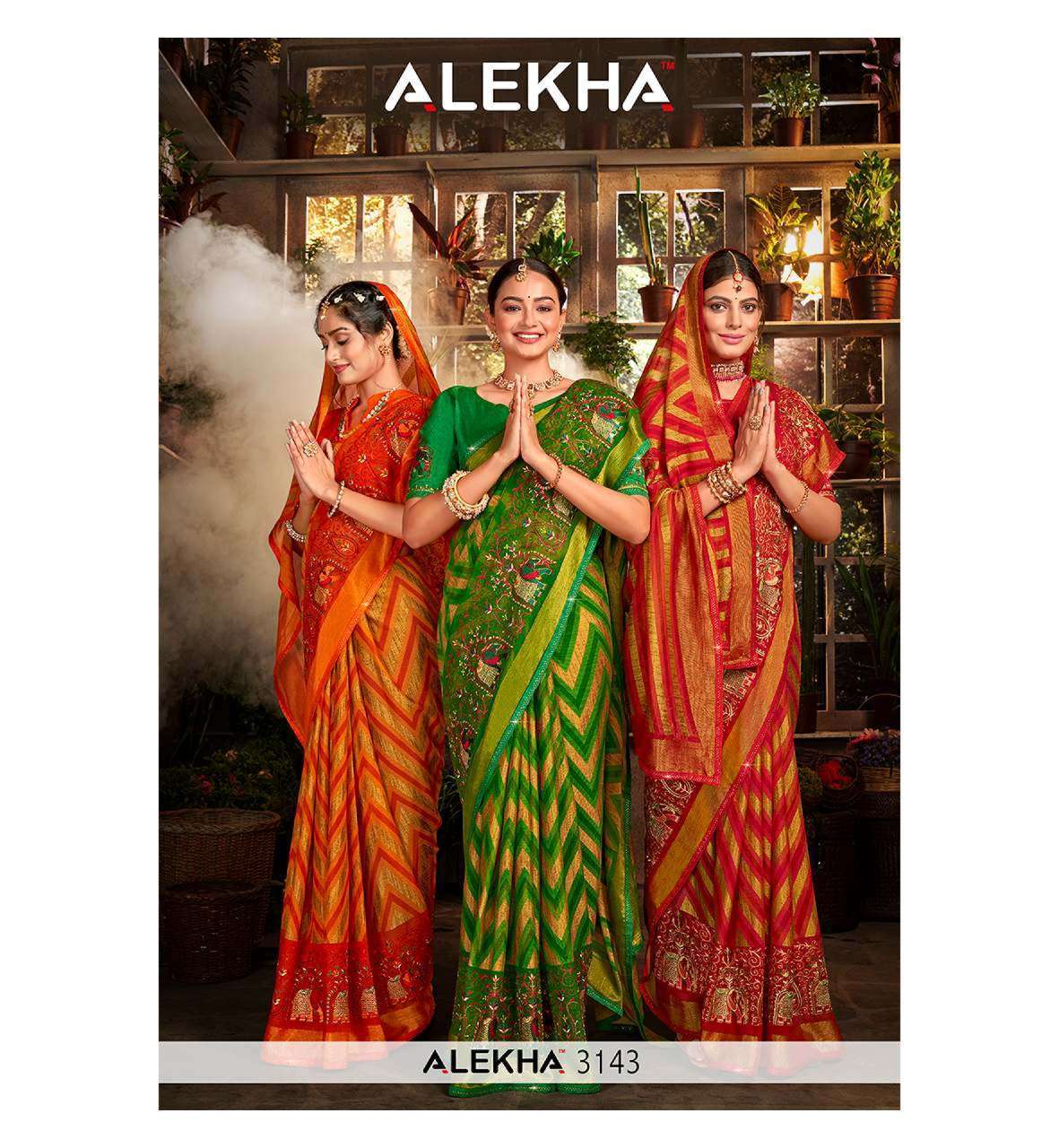 alekha 3143 design chiffon brasso sarees