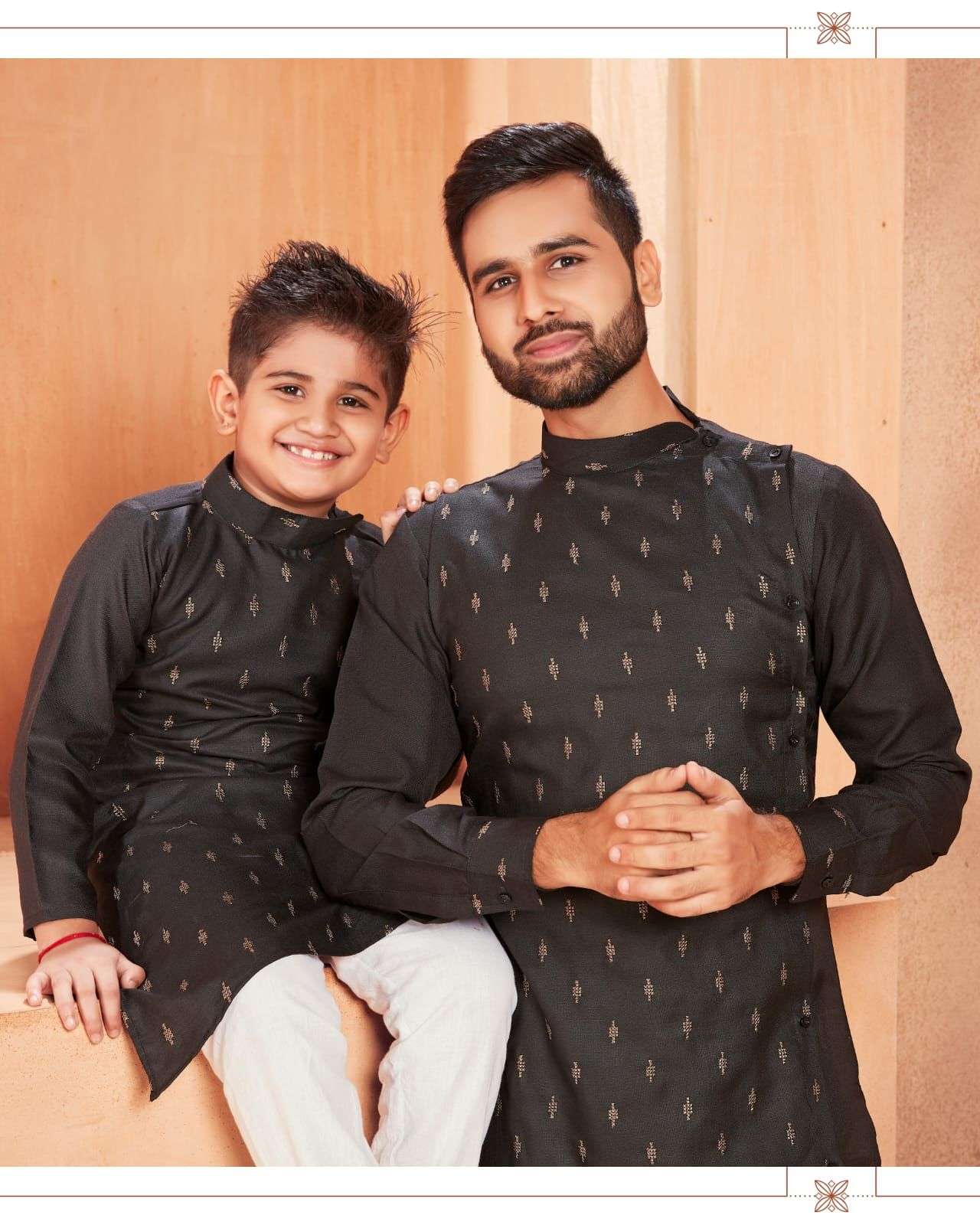 father & son designer magic cotton slub kurti