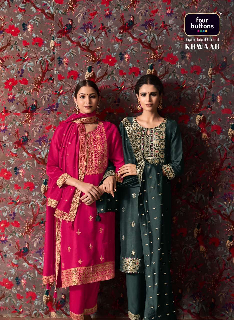 four buttons khwaab series 2031-2036 pure viscose readymade suit 