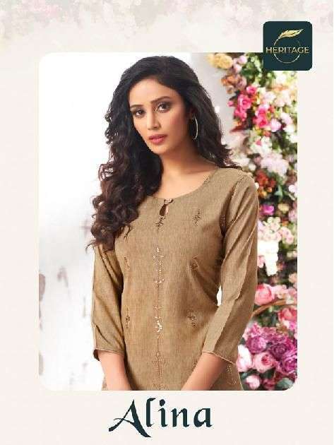 heritage alina series 001-006 rayon slub kurti 