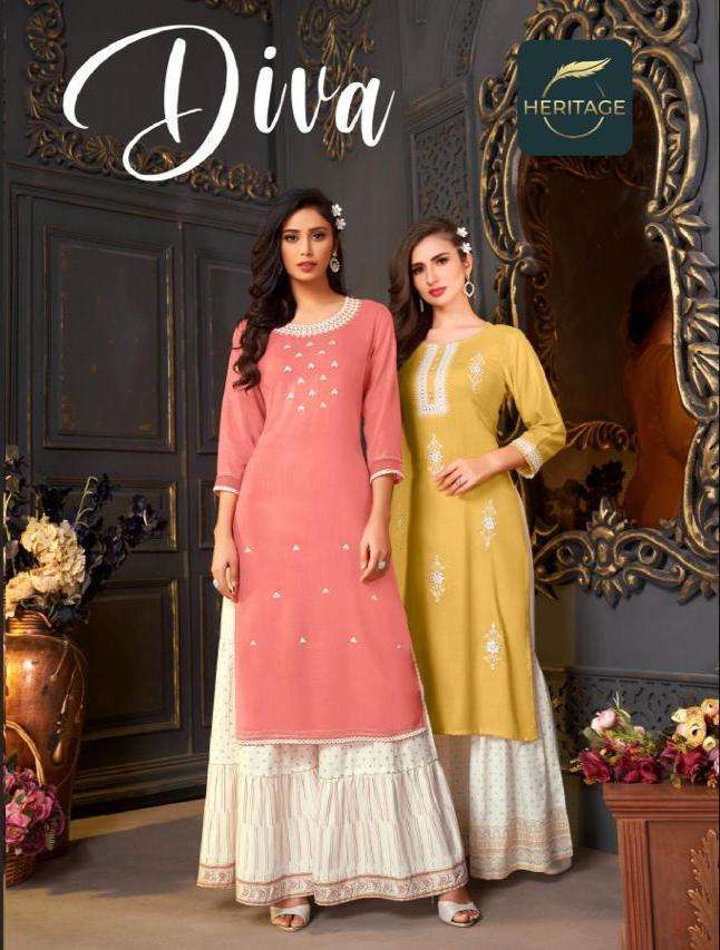 heritage diva series 001-005 rayon slub kurti
