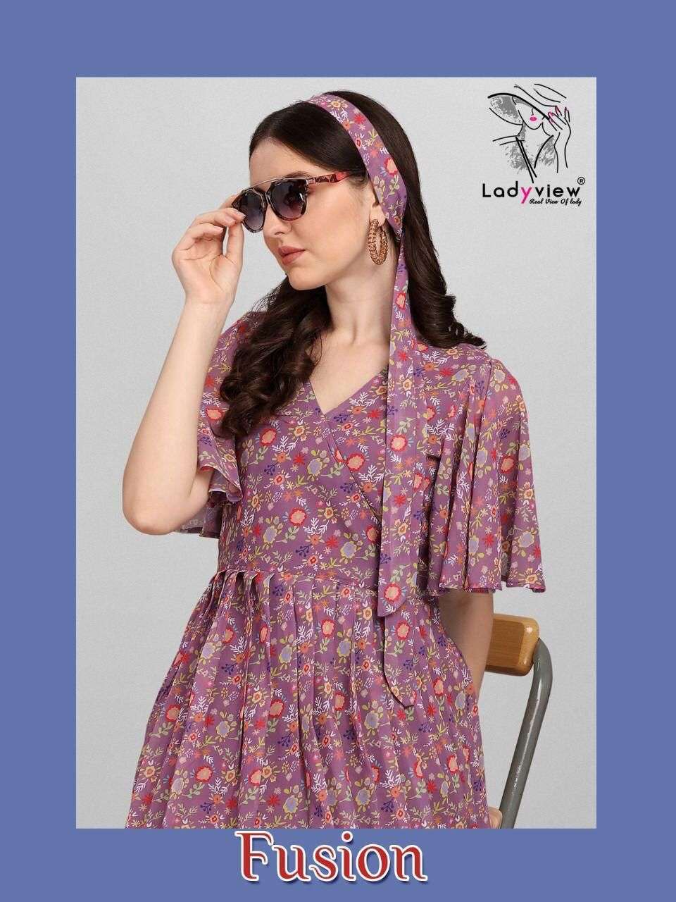 ladyview fusion series 253-257 heavy georgette kurti