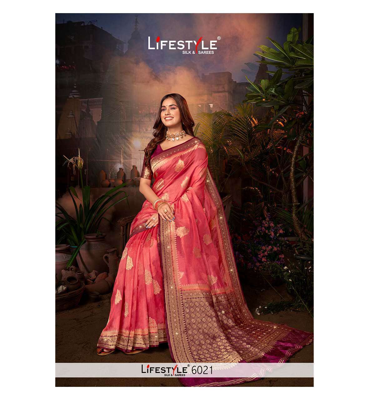 lifestyle 6021 series 92581-92586 fancy nylon saree