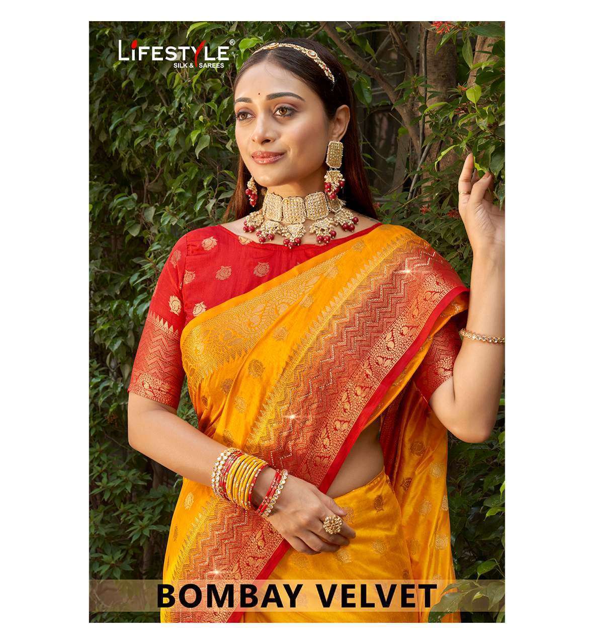 lifestyle bombay series 95161-95166 nylon raw silk saree