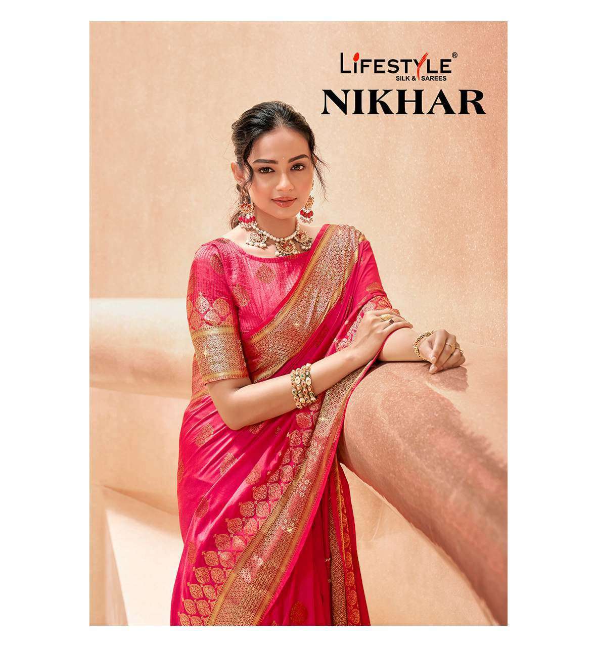 lifestyle nikhar vol 1 series 95211-95216 nylon raw silk saree