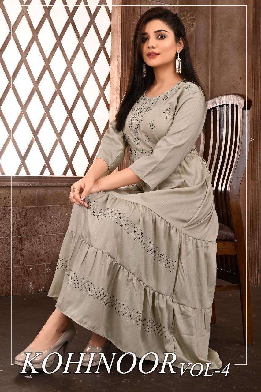 New Riyaa Kohinoor Vol 4 series 1001-1008 heavy chinon silk kurti