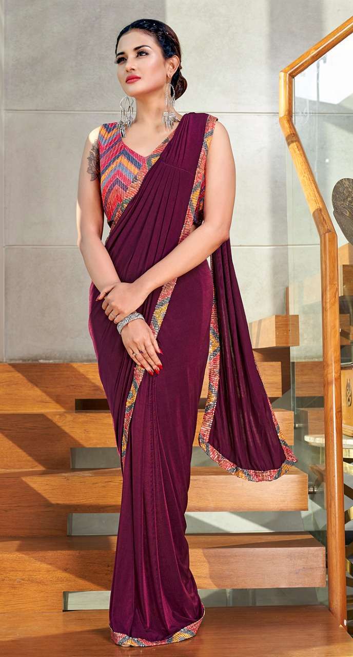 pr 101806 design imported lycra ready to wear sarees