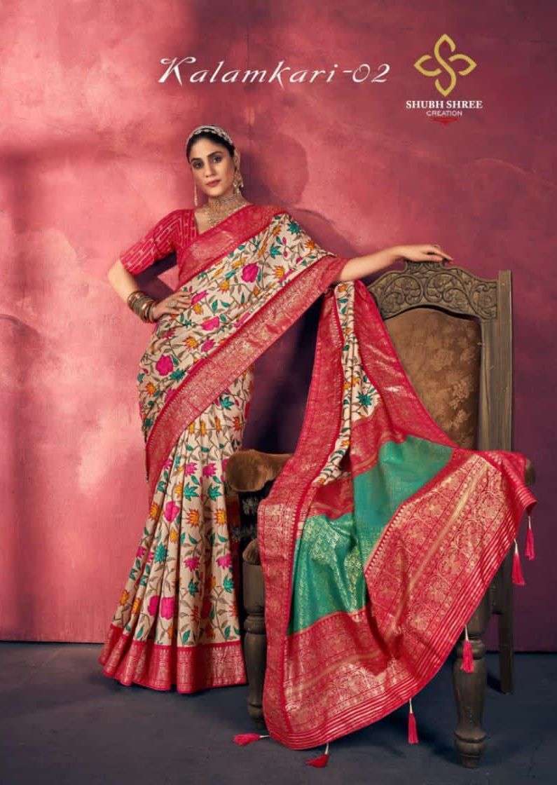 shubh shree kalamkari vol 2 series 1001-1006 dola saree