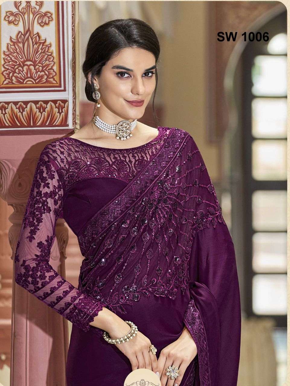 tfh sandalwood 10th edition designer fancy silk saree 