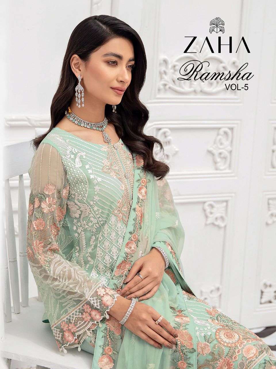 zaha ramsha vol 5 designer georgeette suit