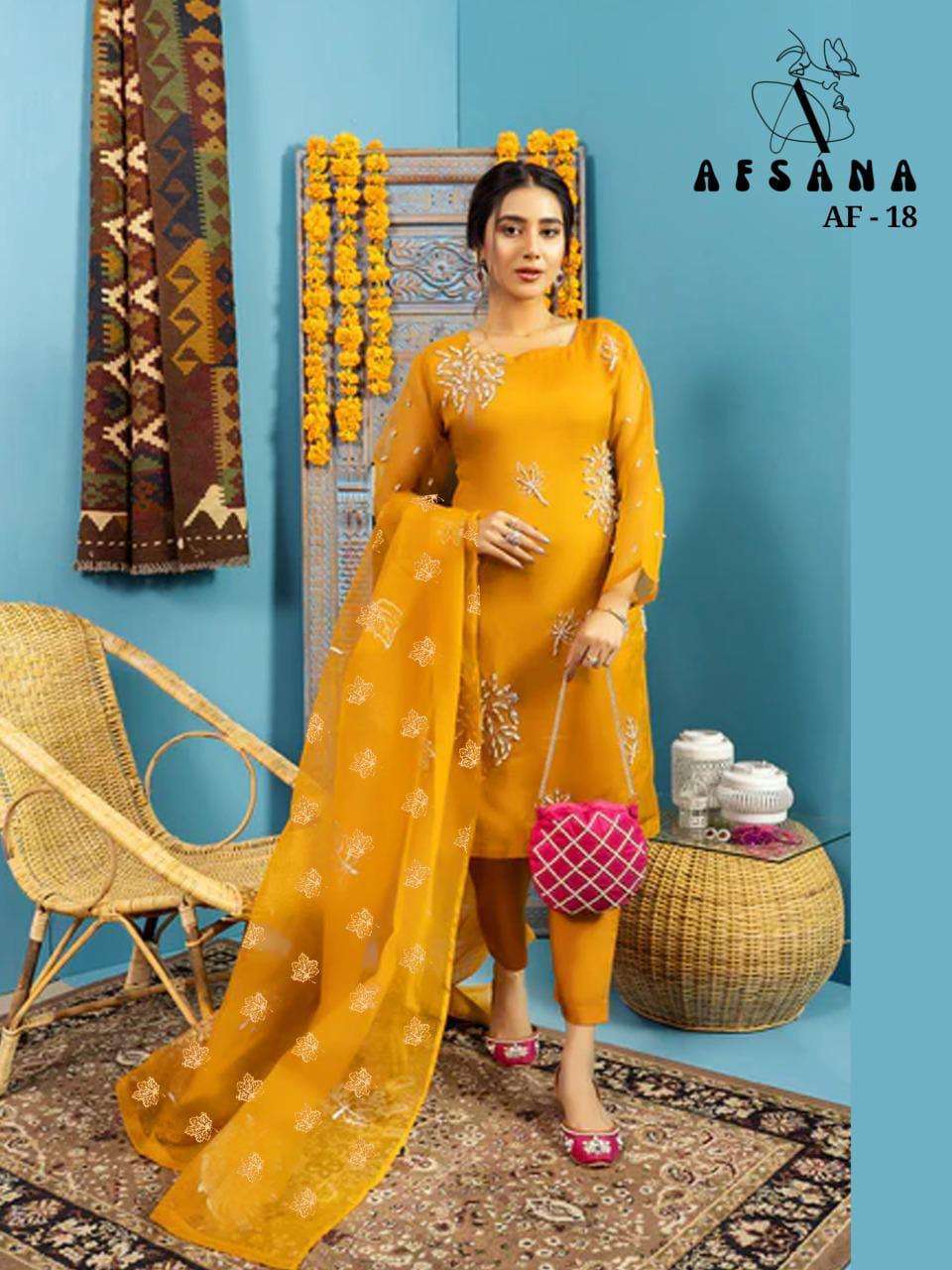 afsana af 18 georgette paksitani readymade suit 