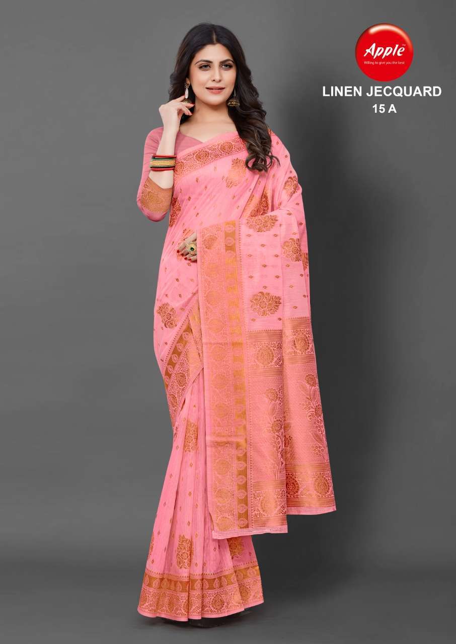 apple linen jecqard vol 15 cotton silk saree