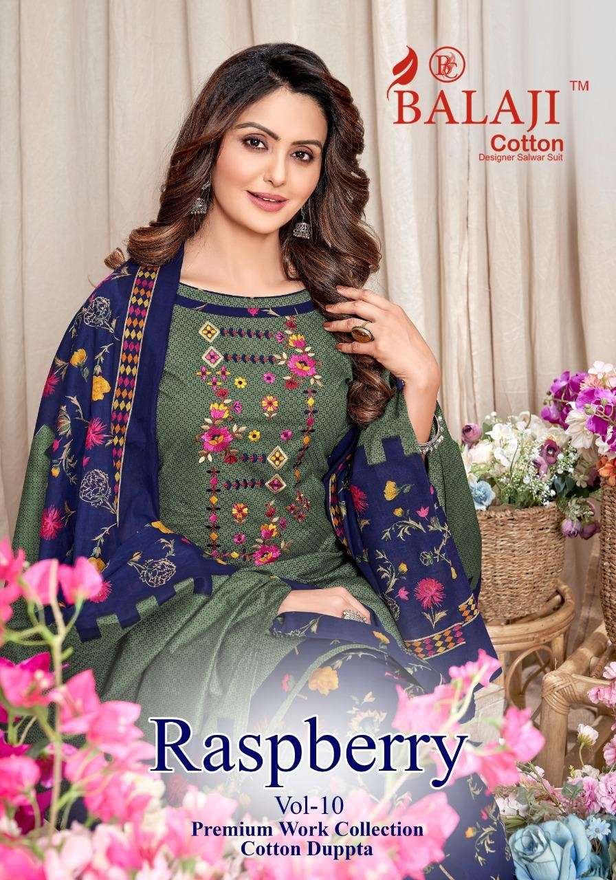 Balaji Raspberry Patiyala Vol-10 series 10001-10012 pure cotton suit 