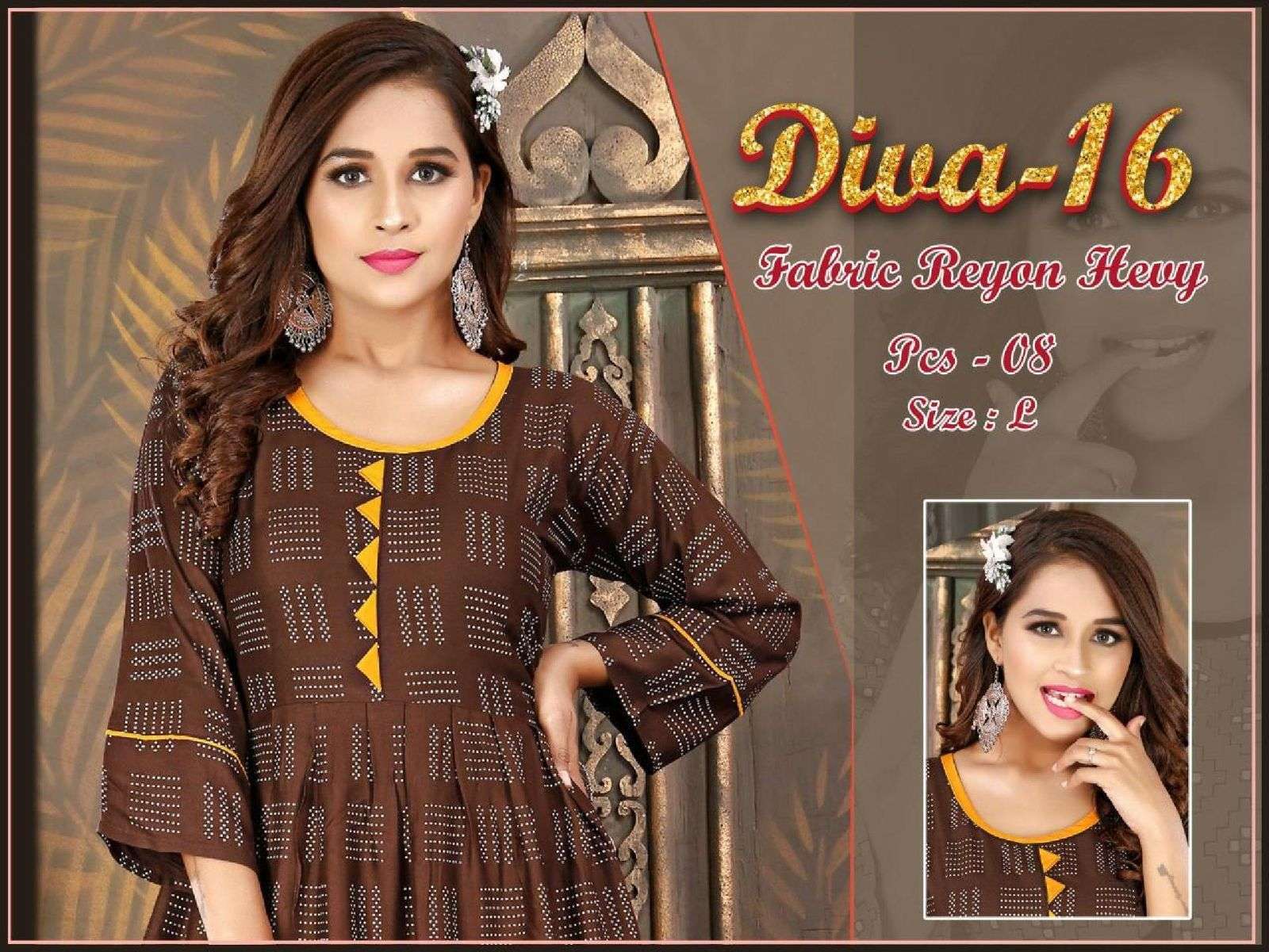 beauty diva 16 series 1001-1008 rayon flair kurti 