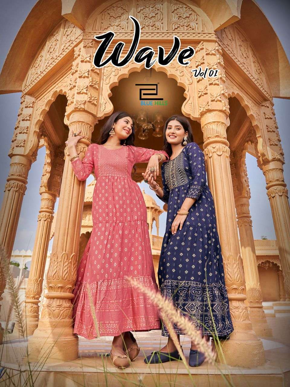 blue hills wave vol 1 series 1001-1008 14 kg rayon print kurti