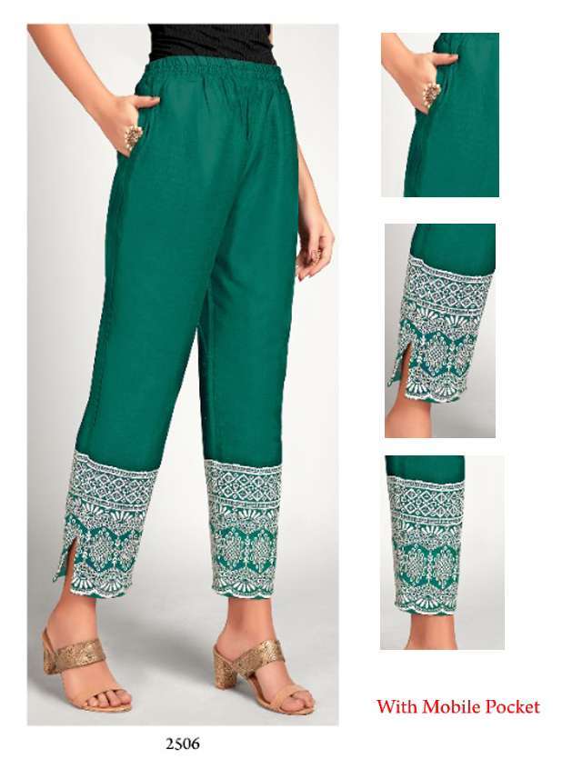 suryajyoti larqi stretch pants cotton multi colors bottom pants