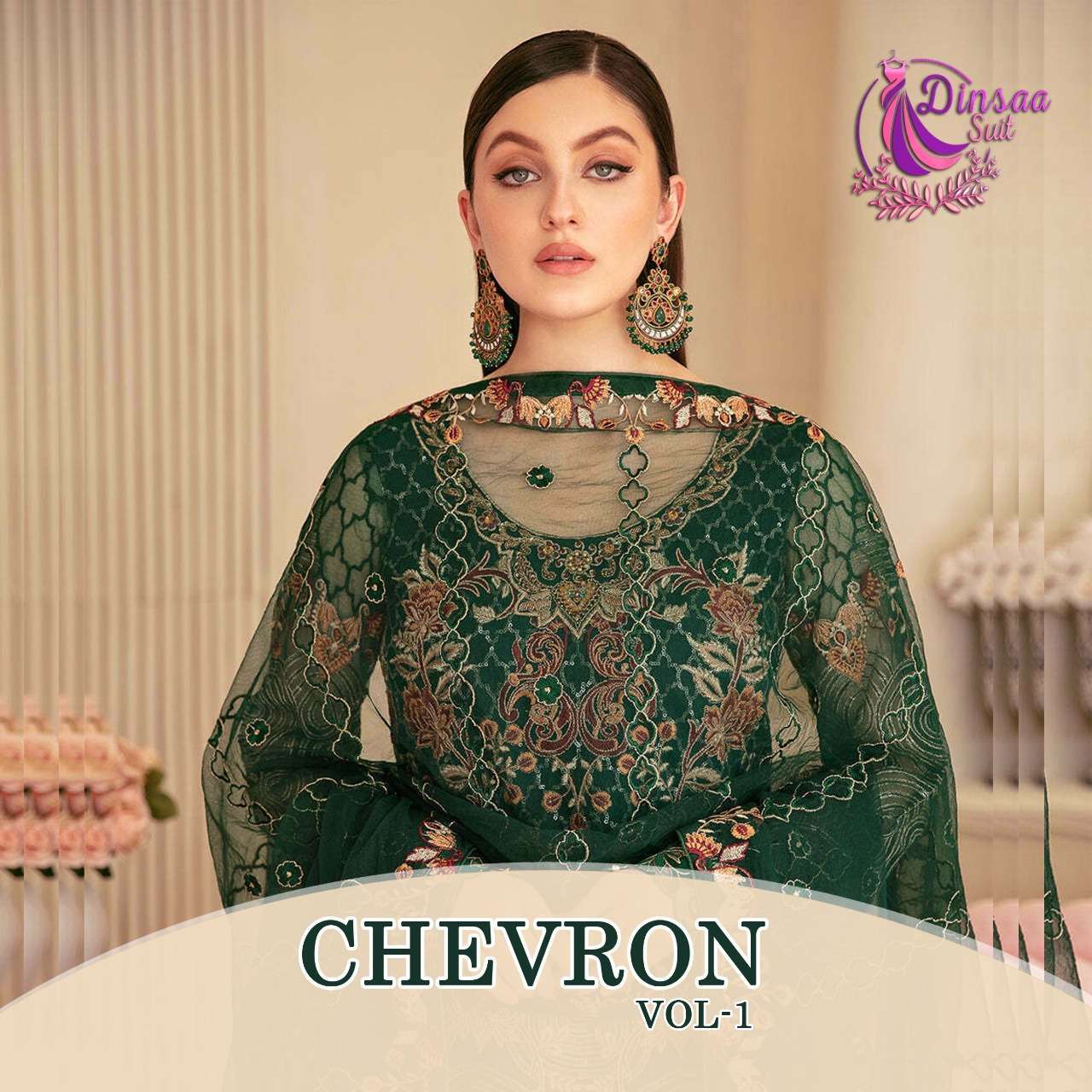 dinsaa chevron vol 1 series 154-156 heavy faux georgette suit 