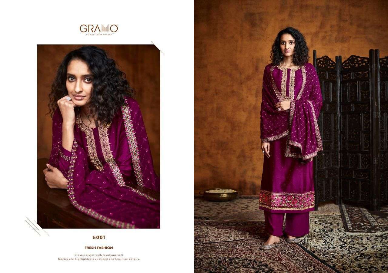 gramo pallavi vol 1 series 5001-5004 heavy fiona silk suit 