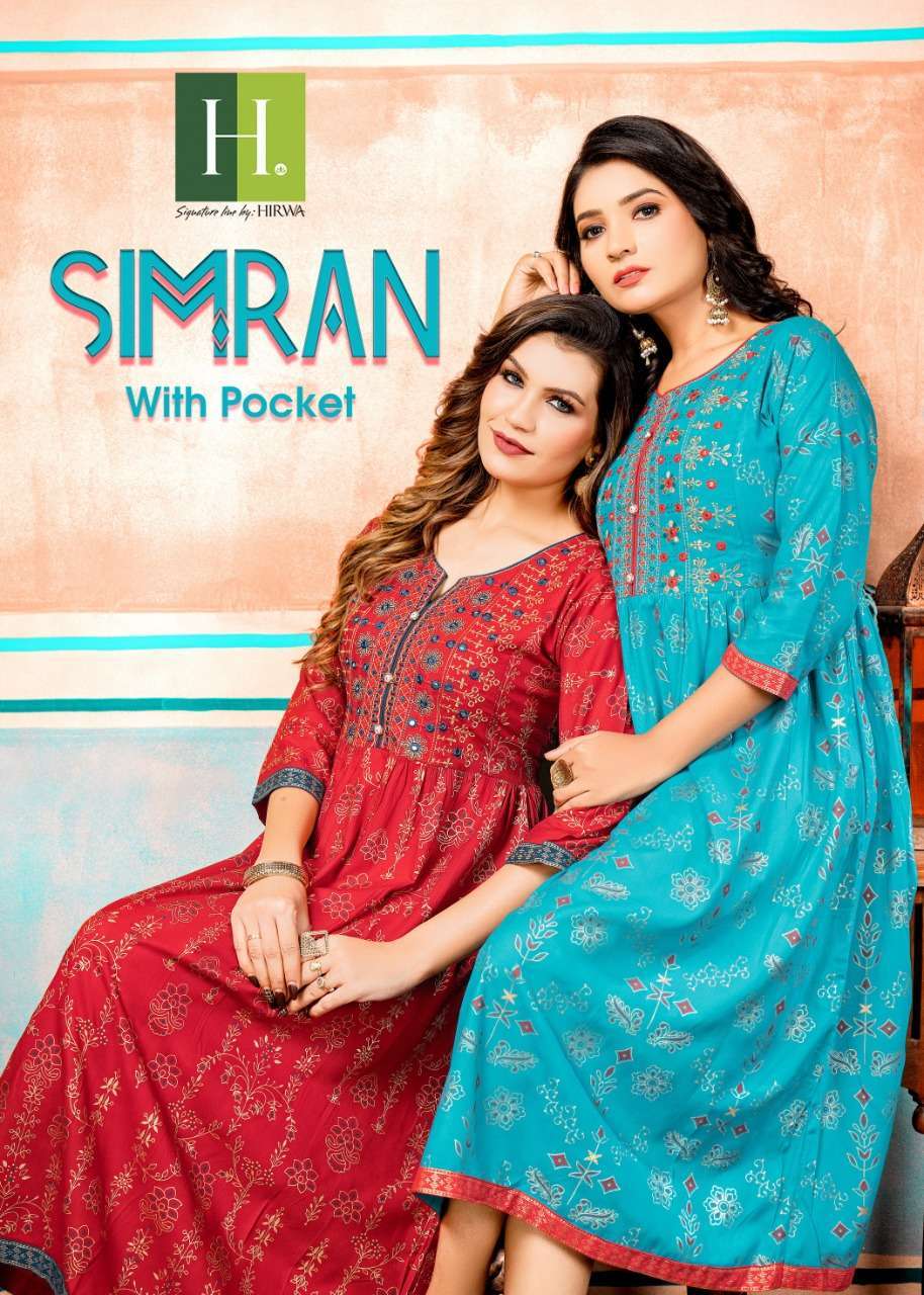 hirwa simran series 101-108 Heavy Rayon Print kurti