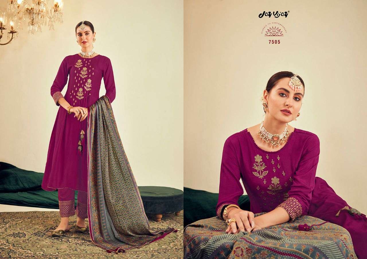 jay vijay adah e mehfil series 75001-7510 pure russian silk suit 