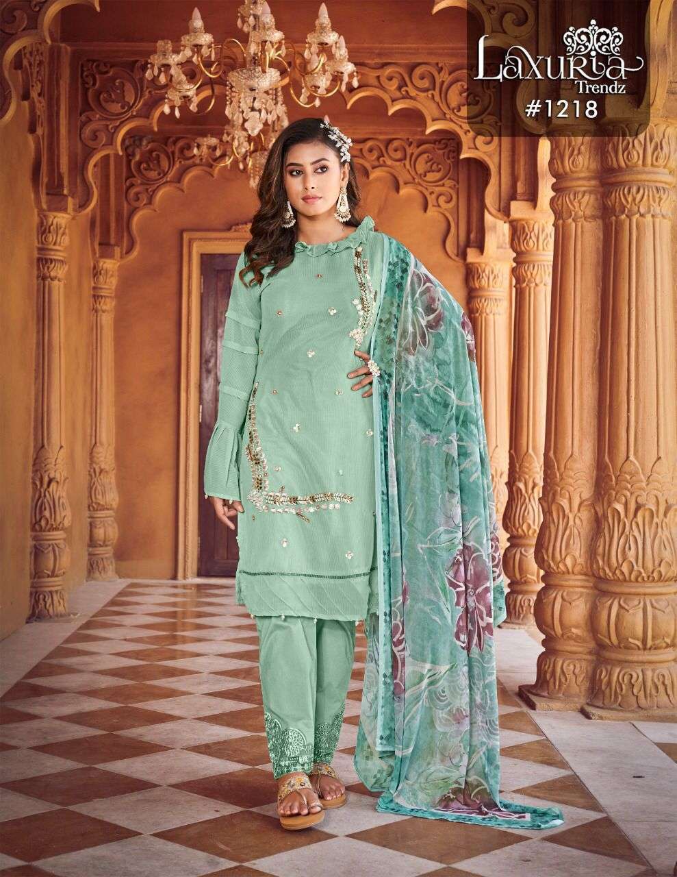 laxuria trendz 1218 Heavy Denting Georgette readymade suit 