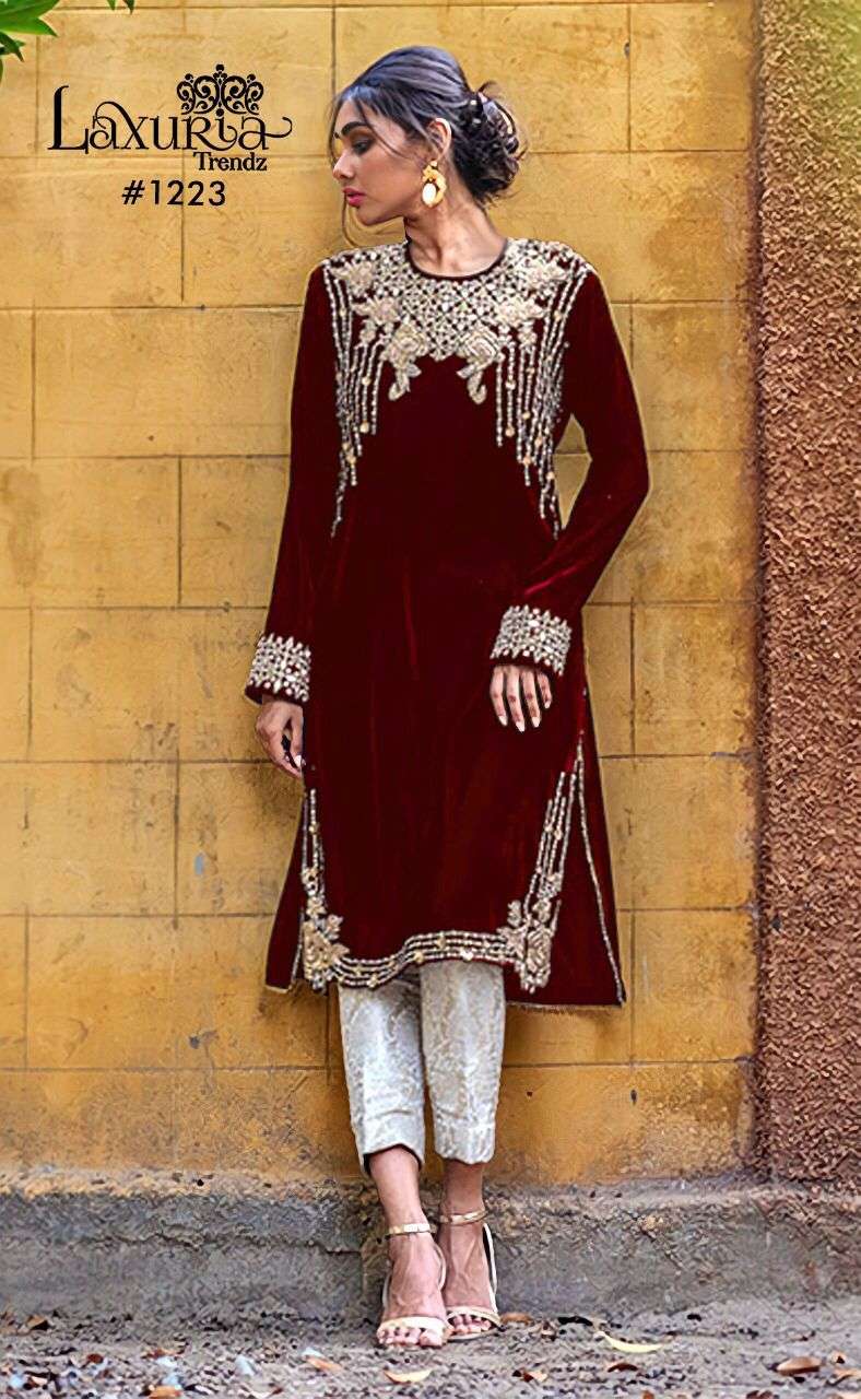 laxuria trendz 1223 designer 9000 velvet kurti