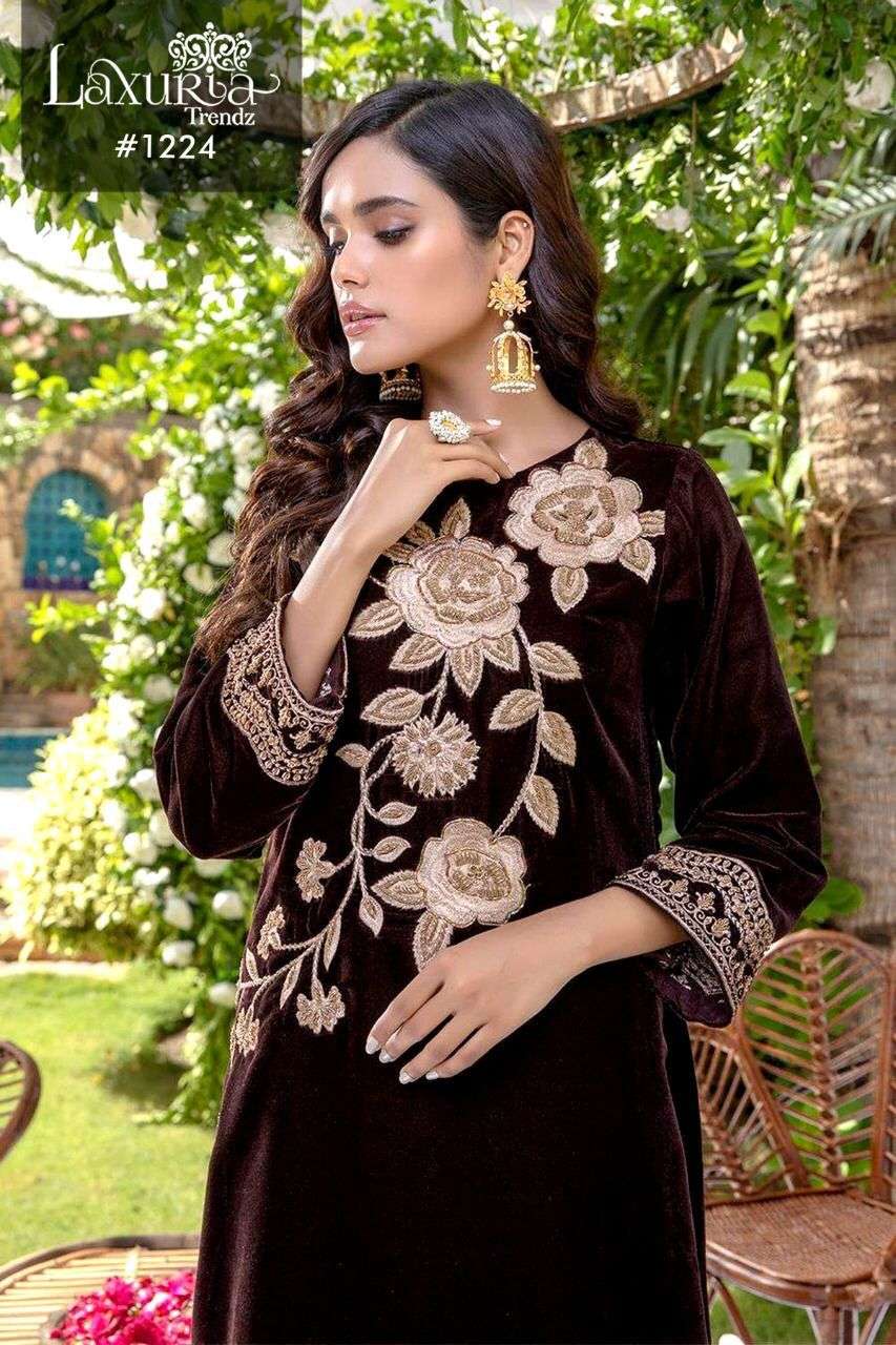 laxuria trendz 1224 designer velvet kurti 