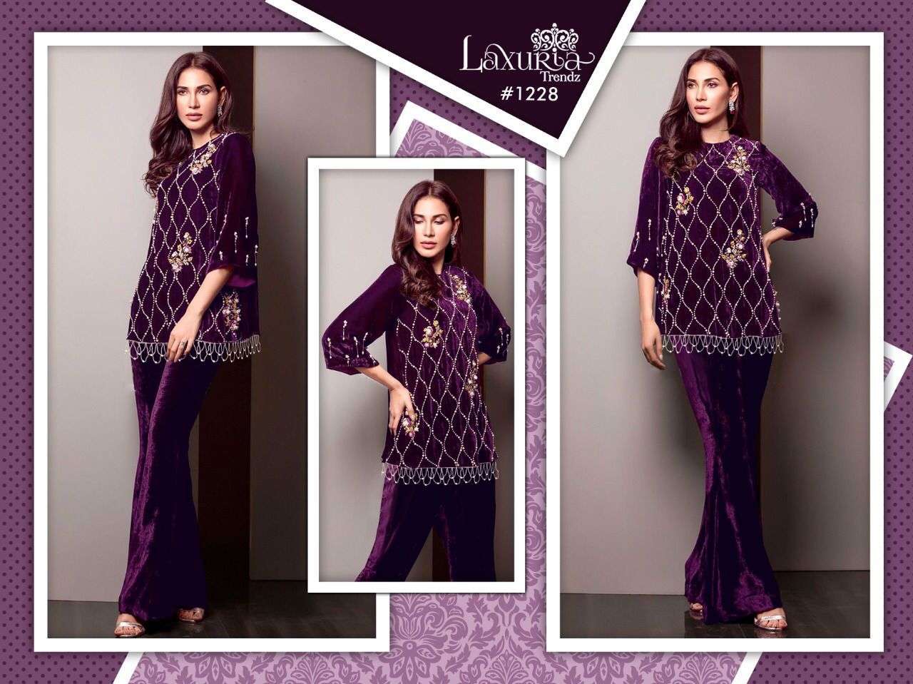 laxuria trendz 1228 designer 9000 velvet kurti 