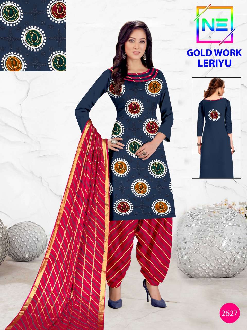 Nemi Leriyu Gold Work Vol-5 series 2621-2670 pure cotton suit 