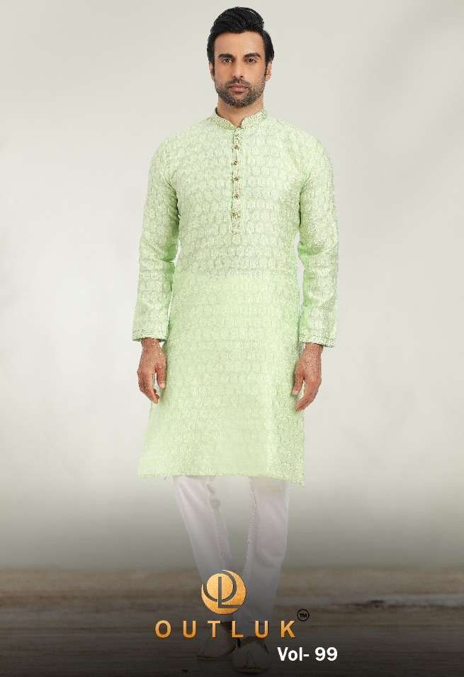 outluk vol 99 series 990001-990011 Self Jacquard Fabric men kurta