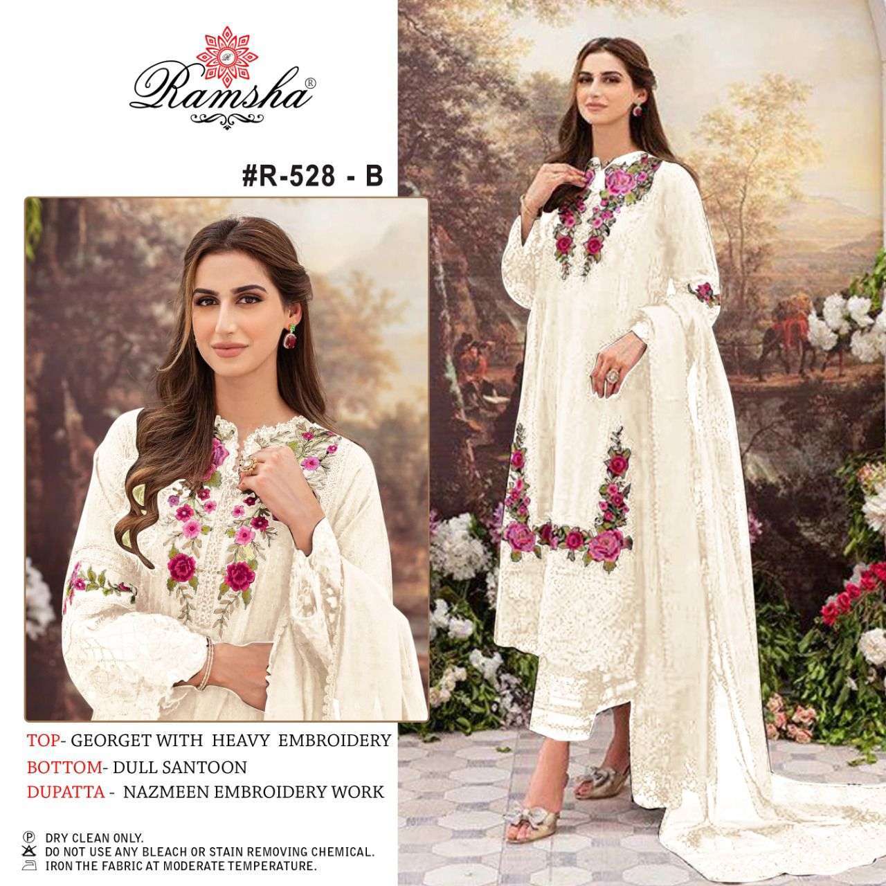 ramsha 528 nx georgette heavy embroidery suit 