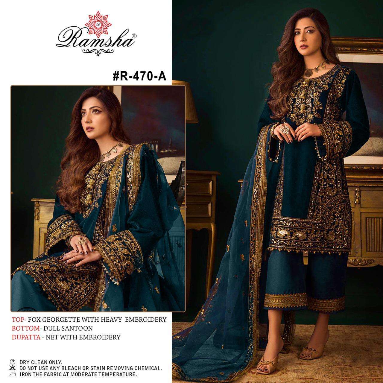 ramsha R-470 georgette with heavy embroidery suit 