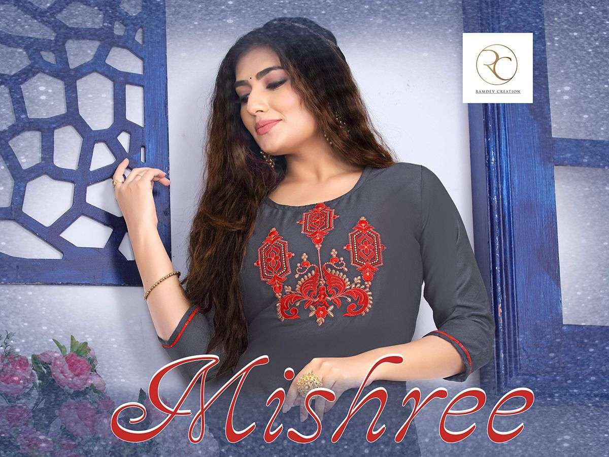 rc mishree series 1001-1008 14 kg rayon kurti 