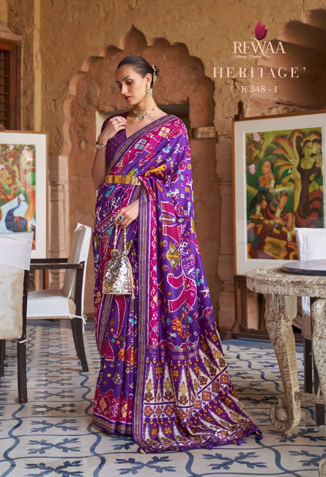 rewaa heritage designer pure silk saree