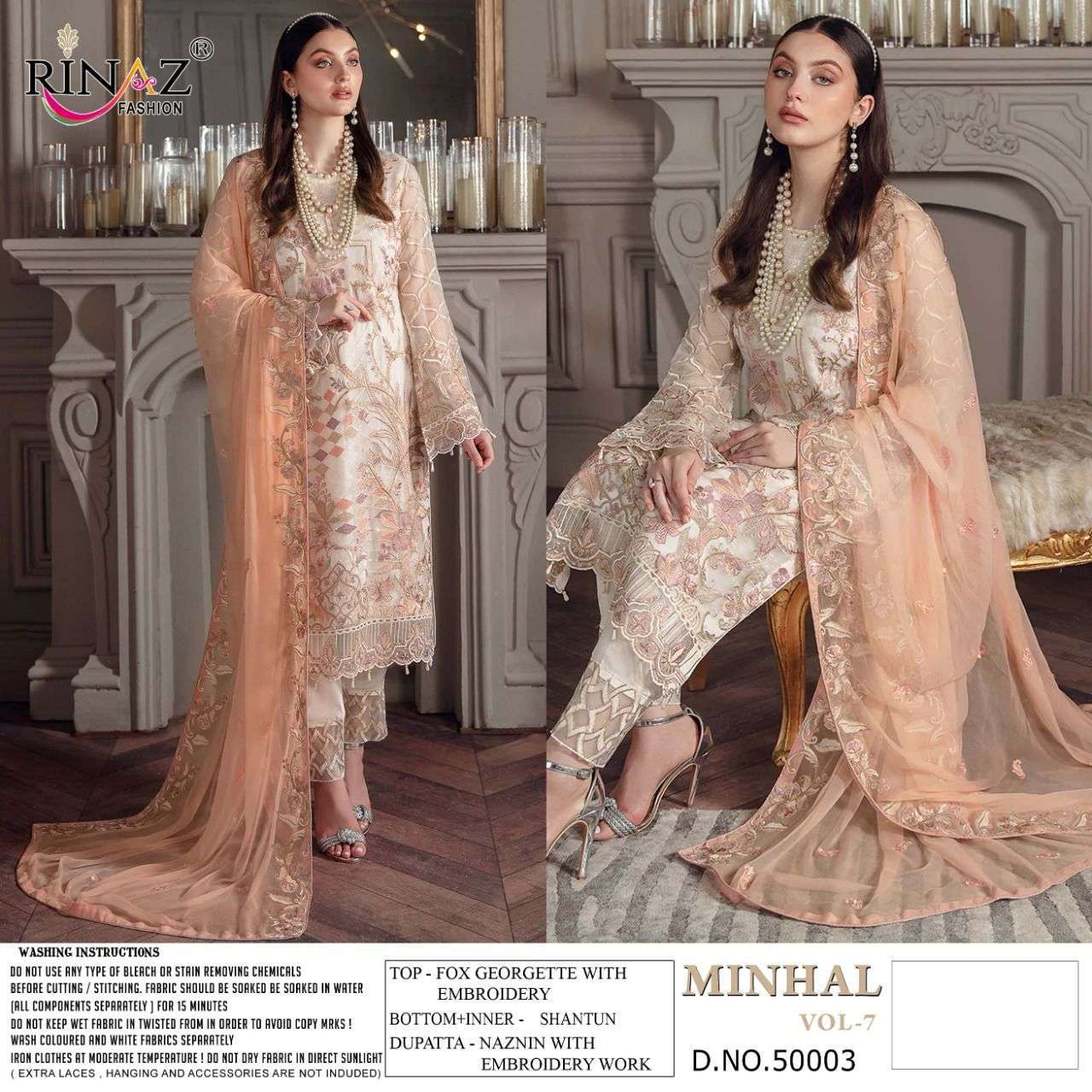 rinaz fashion minhal vol 7 series 50001-50004 faux georgette suit