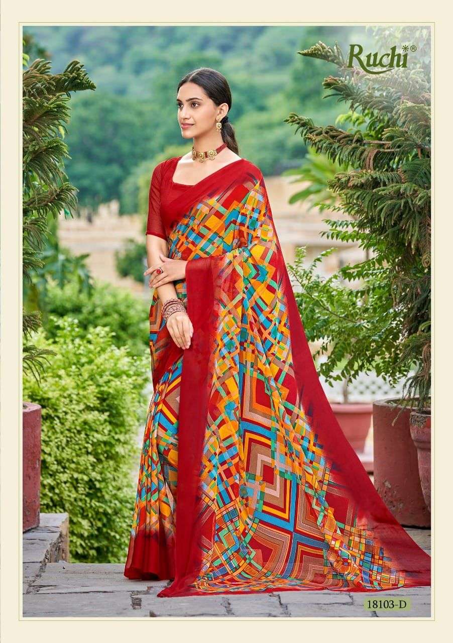 ruchi star chiffon 84th edition designer chiffon saree 