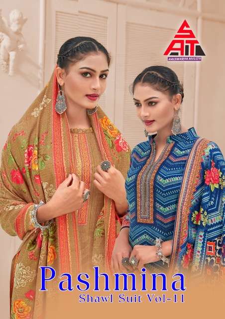 Sat Pashmina Vol-11 series 1001-1010 pure pashmina suit 