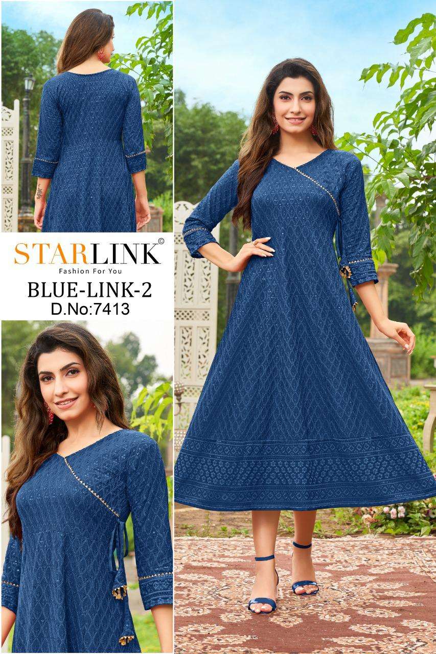 starlink blue link-2 designer rayon kurti 