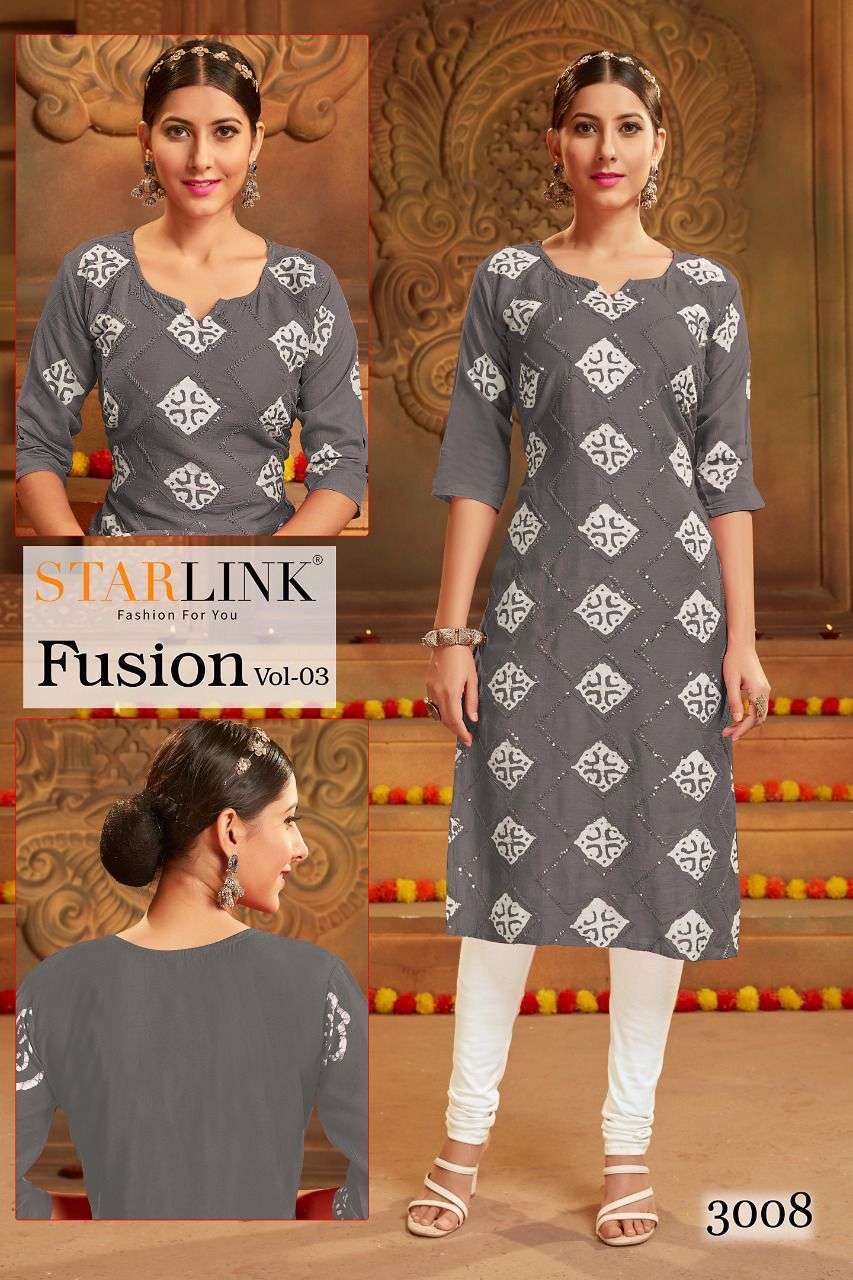 starlink fusion vol 3 series 3001-3008 dyable chanderi kurti 