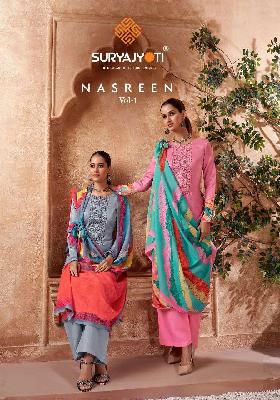 suryajyoti nasreen vol 1 series 1001-1008 cotton suit 