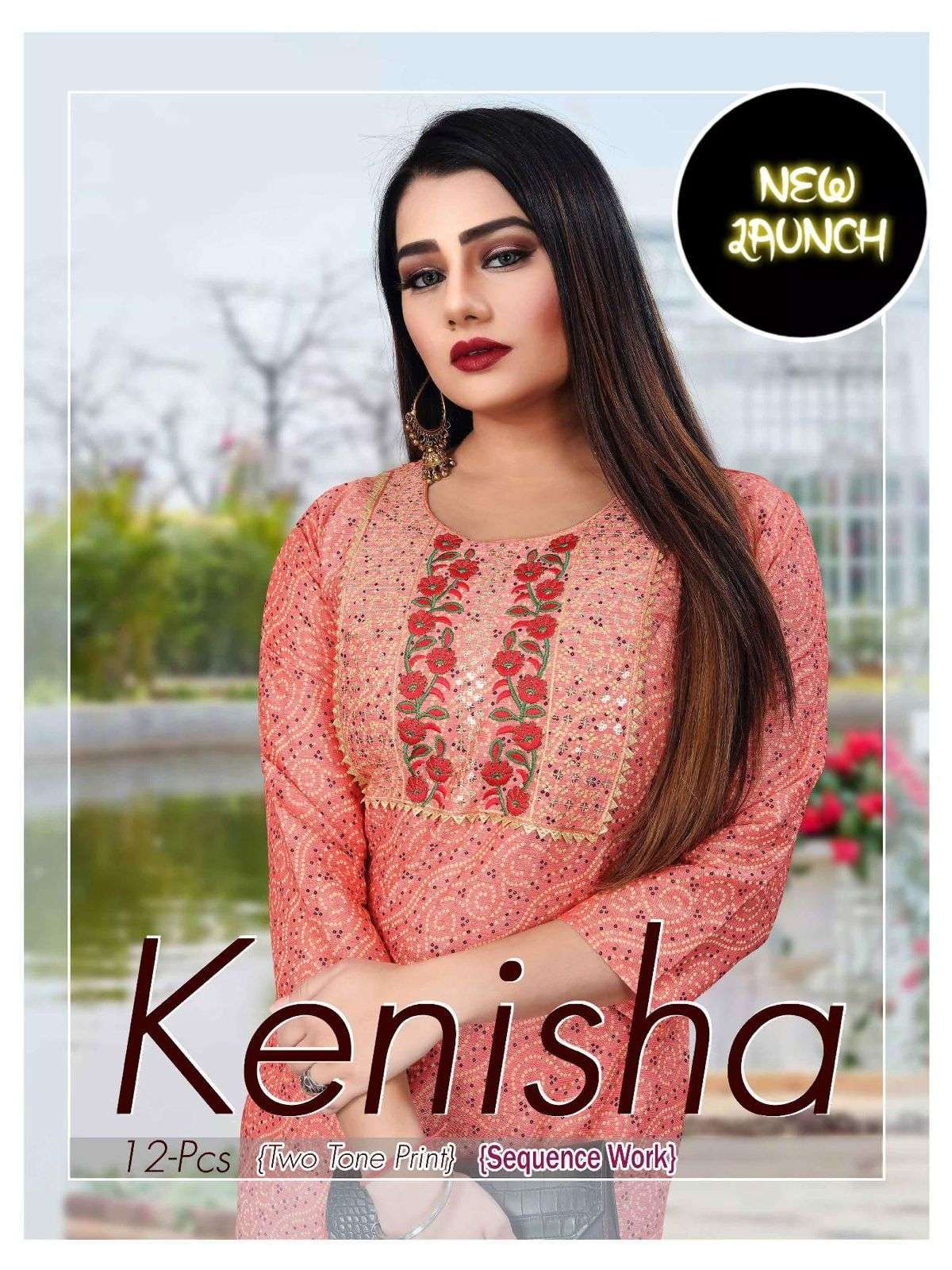 trendy kenisha series 001-012 rayon two tone kurti