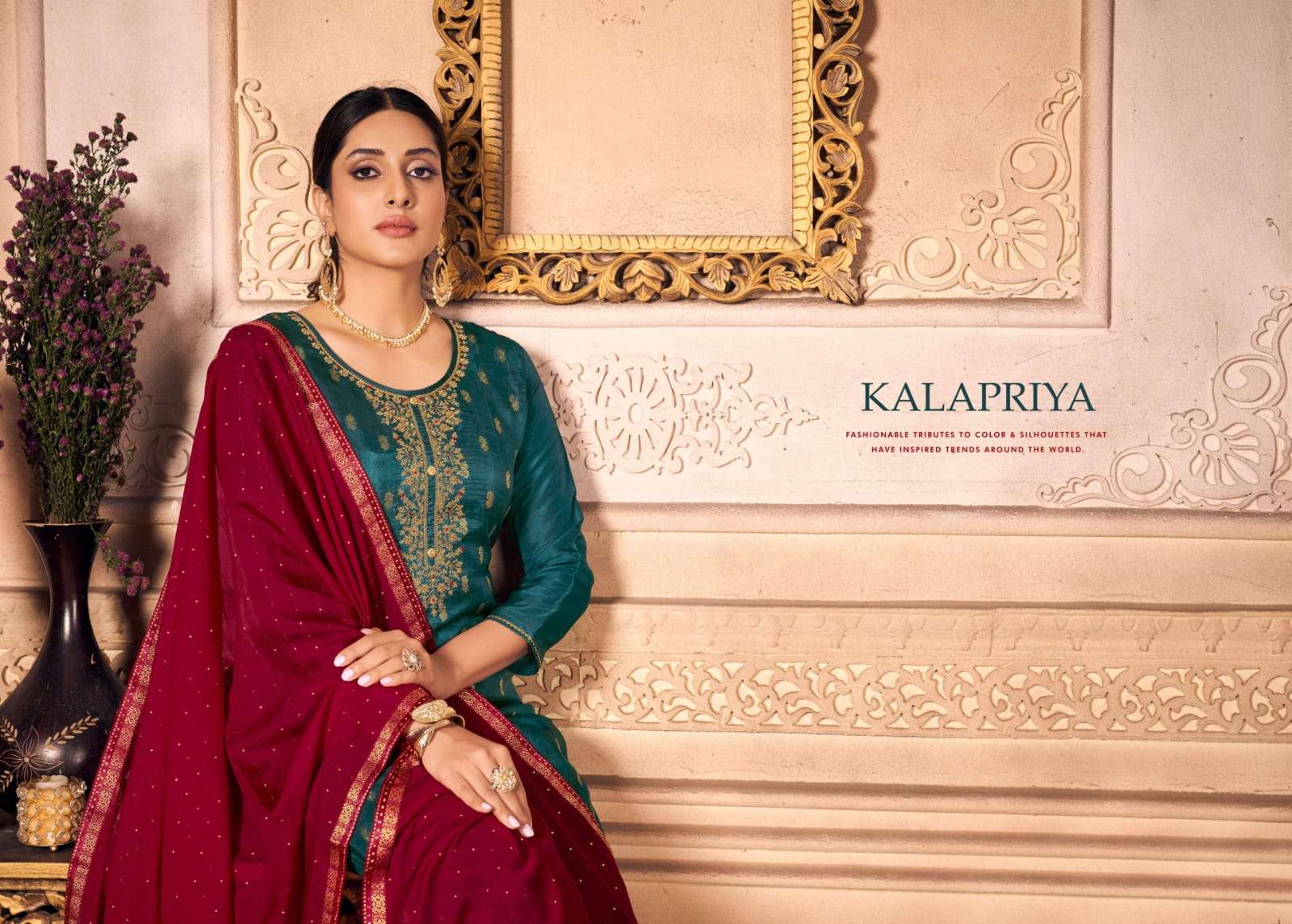 triple aaa kalapriya series 1591-1596 pure dola jacquard suit 