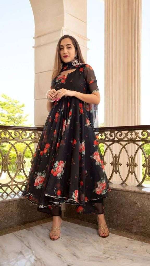 x-lady flower designer faux georgette maxy gown