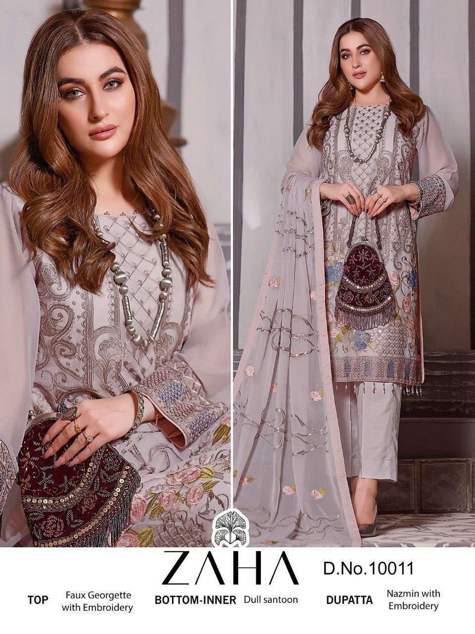 zaha 10011 designer georgette suit 