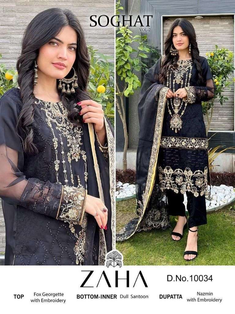 zaha 10034 georgette with hevay embroidered suit 